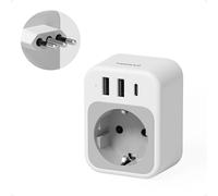 TESSAN Adaptateur Prise Italienne avec 1 USB C et 2 USB A