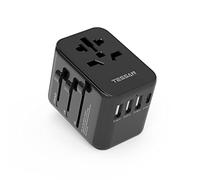 TESSAN Adaptateur Prise Universelle avec 3 USB et 1 USB C, Noir