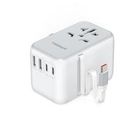 TESSAN Adaptateur Prise Universelle avec Câble USB C Rétractable PD 35 W, Adaptateur de Voyage avec 4 USB A et 1 AC 2500W, Prise International France vers Anglaise Japon Canada Thailande Australie