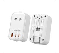 TESSAN Adaptateur Prise Universelle PD 20W, Adaptateur Voyage avec 2 USB C | Adaptateur Universel de Voyage avec 3 USB, Prise Universelle Voyage pour France USA Anglaise Australie Japon Chine, Blanc