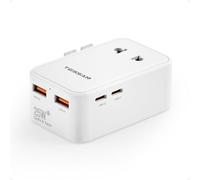 TESSAN Adaptateur Prise Universelle PD 25W avec 2 USB C et 2 USB A, Blanc | Adaptateur Universel de Voyage, Prise Internationale de Voyage pour Anglaise USA Japon Australie Canada Mexique Chine France