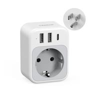 TESSAN Adaptateur Prise USA, 4 en 1 Prise Canada avec 1 USB C et 2 USB A, 1875W Adaptateur Type B France vers Americaine Canada Thailande Mexique Colombie, Compact et Portable