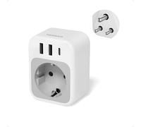 TESSAN Adaptateur Voyage Inde, Adaptateur Prise Sri Lanka avec 1 USB C 2 USB A, 2500 W Prise Electrique Sri Lanka, Type D vers Népal, Maldives, Pakistan, Soudan, Ghana, Pakistan, Bangladesh
