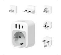 TESSAN Adaptateur Voyage Kit, Adaptateur Prise Universelle Amovible avec 2 USB A et 1 USB C, 2500W Prise Universelle Voyage pour Anglaise USA Japon Australie Canada Mexique Chine, Type A, C, G, B, I
