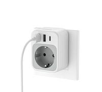 TESSAN Chargeur Murale Prise avec 3 Ports USB et 1 Sortie AC, Multiprise avec USB C 15 W, Prise de Courant 3600 W pour Bureau, Domicile, Compatible avec Phone et Électroménager, Gris