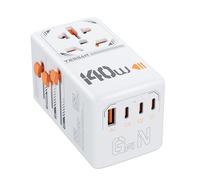 TESSAN GaN Adaptateur Prise Universelle, Charge Rapide 140W, Chargeur Universel de Voyage avec 3 USB C et 1 USB A, Adaptateur Internationale pour Japon, USA, Australie, Anglaise