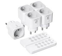 TESSAN Jeu de Prise Télécommandée Programmable, 5 Prises et 2 Télécommande, Portée 30,5 M, Intérieures Prise avec Interrupteur, pour Décoration de Noël, Électroménager, Éclairage, 2300 W, blanc