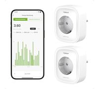 TESSAN Lot de 2 prises Wi-Fi intelligentes avec mesure de courant, 3680 W, avec interrupteur, accessoires Alexa, commande vocale, commande de groupe, compatible avec Google Home Alexa