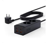 TESSAN Multiprise 6 en 1 USB C PD 30W GaN Charge Rapide, 2 Prises AC et 4 Ports USB, Parafoudre 3600W 16A avec Rallonge de 5 Mètres, Prise Multiple pour Bureau, Noir
