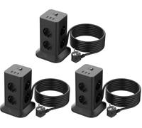 TESSAN Multiprise avec Interrupteur, Rallonge Electrique 5M, Noir (Lot de 3)