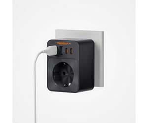 TESSAN Multiprise avec USB C 30W, Chargeur Murale Prise avec 4 USB, Noir