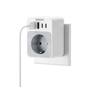 TESSAN Multiprise avec USB C 15W, Chargeur Murale Prise avec 4 Ports USB et 1 Sortie AC, Prise de Courant 3600 W pour Bureau, Domicile, Compatible avec Phone et Électroménager, Gris