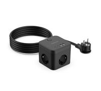 TESSAN Multiprise avec USB C PD 20W, Rallonge Electrique 5M, Noir | Multiprise Cube 3 Prises avec 4 USB, 3680W Prise Multiple avec Interrupteur et Rallonge Electrique 5M pour Domicile, Bureau