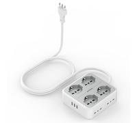 TESSAN Multiprise Bloc Prise 8 Sorties Italie AC et 3 USB | Rallonge Électrique 2 Mètres, Convient pour la Maison, Convient pour Bureau, Avec Interrupteur