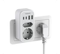 TESSAN 6 en 1 Multiprise Murale 4 Prises USB 3600W, Gris