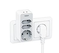 TESSAN Multiprise 5 en 1 Multiple Murale 3 Sortie AC 4000 W,Gris