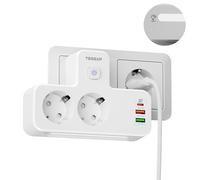 TESSAN Multiprise Murale 3 Sortie AC et 2 USB C PD 20W, 4000W, Blanc | Prise Multiple avec 3 AC et 3 Ports USB, Adaptateur Secteur,Convient pour la Maison, Bureau, Compatible avec Phone, Portable