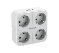 TESSAN Multiprise Murale 4 Prises, Prise Multiple avec USB C, Gris