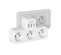 TESSAN Multiprise Murale Française 3 Sortie AC et 2 USB C, 4000W, Blanc | Prise Multiple avec 3 AC et 3 Ports USB, Adaptateur Secteur,Convient pour la Maison, Bureau, Compatible avec Phone, Portable