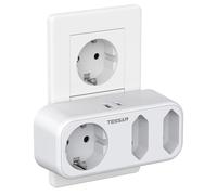 TESSAN Multiprise Murale USB, 5 en 1 Multiprise USB C et 3 Prises AC, Prise Multiple Electrique 3600W Max, Prise Murale pour Maison Cuisine Bureau, Compatible Mobiles et Portables, Blanc