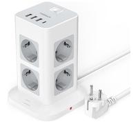 TESSAN Multiprise tour, protection contre les surtensions, adaptateur multiprise avec 8 prises secteur et 4 ports USB pour la maison