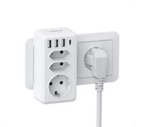 TESSAN Multiprise USB 15 W Multiple Murale 3 Sortie AC 4000 W, Blanc