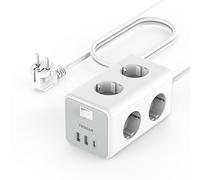 TESSAN Multiprise USB C 9 en 1, Gris | 6 Sortie AC et 3 USB, 3600W, Interrupteur, Rallonge Electrique 3M, Bureau, Maison