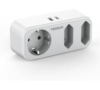 TESSAN 5 en 1 Prise Multiple USB 3 Sortie AC avec 2 USB, Multiprise Murale 3600W, Triplette Electrique Compatible pour Phone et Électroménager, Gris