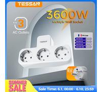 TESSAN prise murale Multiple avec 3 prises ca Ports de charge prise ue multiprise murale avec Protection contre les surcharges multiprise plug multiprise électrique multiprise électrique française 3 O