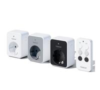 TESSAN Prise Telecommande sans Fil, 3+1 Set Prise avec Telecommande, 3600W Télécommandée avec Interrupteur, 30,5M Multiprise Connectée Télécommandée, Blanc Gris Noir