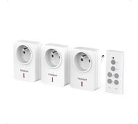 TESSAN Prise Télécommandée Sans Fil, Portée de 30M, 2300W Prise Programmable avec Interrupteur, Préprogrammé Interrupteur Sans Fil pour Lampe et Électroménager (1 Télécommande + 3 Connecteurs)
