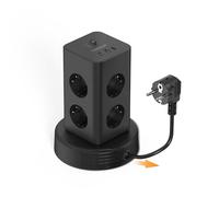 TESSAN Tour Multiprise avec Interrupteur, Rallonge Electrique 2M avec USB C | Prise Multiple, 2500W, 8 Prises Secteur, 2 USB-A & 1 USB-C, Pour Maison Bureau, Noir