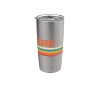 TESSIE Rétro Personnalisé Prénom Vintage Rayures Gobelet isotherme en acier inoxydable double paroi