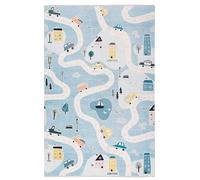 TESSO LIVING Tapis de Chambre d'enfant Blue 155 x 225 cm - Motif Route - Tapis Jeu Lavable en Machine - Doux et Antidérapant