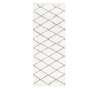TESSO LIVING Tapis Salon Shaggy 120 X 160 cm Beige Gris, Tapis Chambre Poils Longs Dessin Diamant, Tapis de Sol Ultra Doux
