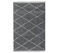 TESSO LIVING Tapis Shaggy Salon Ronde Ø155 cm Beige Dessin Diamant, Tapis Salon Poils Longs Extra Doux