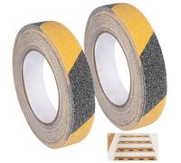 TESSTSY 2 Rouleaux Bande Antidérapante Escalier 10m x 25mm, Adhésif Antiderapant Escalier, Antidérapant, Ruban Antidérapant, Rubalise Jaune et Noir, Bande Antiderapante Exterieur et Intérieur