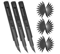 TESSTSY 3 Pièces Cutter 9mm avec 30 Pcs Lame Cutter en Acier Inoxydable | 30° à Rupture Rapide, Cutters Rétractable, Art Cutters Polyvalent pour le Papier, le Carton, le Tissé, le Plastique