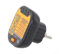 Testeur de prise britannique avec test GFCI - Indicateur LED pour terre neutre - Outil de sécurité électrique portable 65 x 61 x 55 mm (PM6860DR)