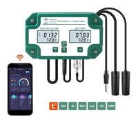 Testeur de qualité de l'eau 6 en 1 WiFi - Moniteur multiparamètre pH, EC, S.G, sel, température - Sondes haute précision pour aqua