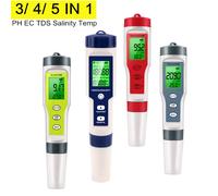 Testeur de qualité de l'eau multifonction PH/TDS/EC/testeur de salinité LCD numérique compteur de température de pureté de l'eau pour piscines Aquariums PH TDS TEMP B