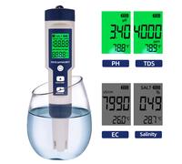 Testeur de qualité de l'eau professionnel, analyseur d'eau pour piscines, moniteur d'aquarium d'eau potable, compteur de température et de salinité, TDS, PH, EC, 5 en 1 Without backlight