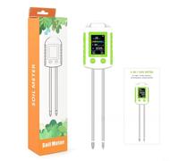 Testeur de sol 6 en 1 pour pH, humidité, lumière, température et fertilité avec écran LCD rotatif, double sonde pour jardin, ferme, pelouse, plantes en pot, utilisation intérieure et extérieure (blanc