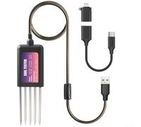 Testeur de sol intelligent 8 en 1 avec sonde en acier inoxydable 316L, pH-mètre étanche IP68 pour jardin et ferme pour surveillance NPK de la température de l'humidité EC-Monitoring