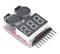 Testeur de Tension 1-8S Indicateur Basse Tension LED Rouge Alarme Réglable pour Batterie Lipo 3.7V Compatible Drones, Voitures RC, Gris/Noir, Plastique G