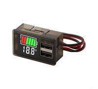 Testeur de Tension LCD pour Batteries 12V 24V Li-ion | Écran LCD haute résolution, plage 8-30V, double sortie USB 20W total, pour idéal pour voiture moto