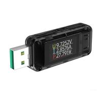 Testeur de tension USB 120 W 8 A - Analyseur de charge rapide avec mesure de fréquence ondulée pour QC2.0 pour protocoles QC3.0 - Surveillance des données en temps réel - Test de capacité - Noir