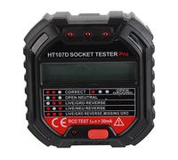 testeur de terre socket tester Testeur de Prise HT107D, avec écran LCD, avec Détection de Fuite de Test de Fréquence, électroscope D'électricien Multifonction Norme Européenne (90-250V)