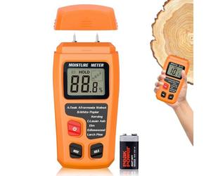 Testeur Humidité Bois, Humidimètre pour Bois de Chauffage avec LCD Rétroéclairé, Humidimètre Bois Cloison, 4 Modes de Mesure