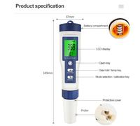 Testeur numérique 5-en-1 de pH, TDS, EC, salinité et température, conductimètre, détecteur de pureté de l'eau pour usage en laboratoire without backlight